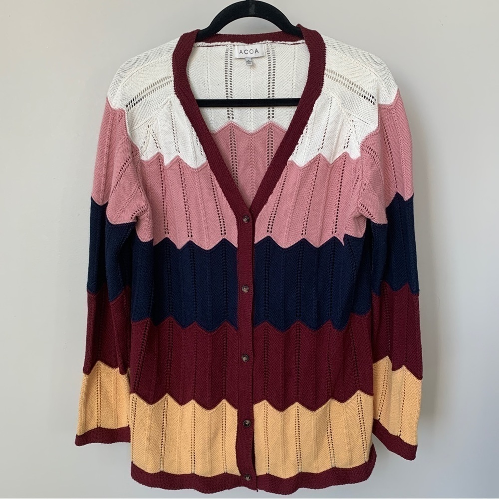 Acoa Multicolor Button Front Cardigan‎ Size L